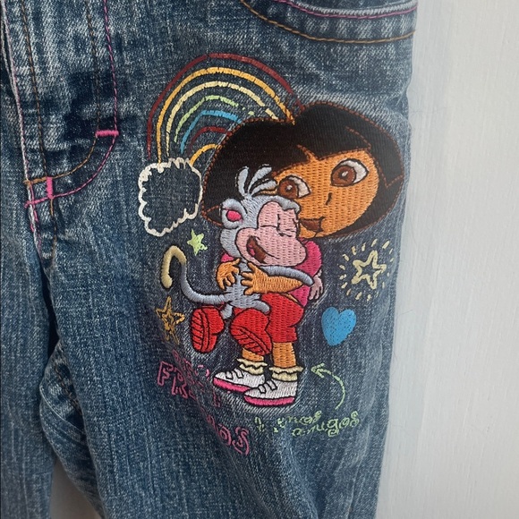 Nickelodeon Blue Kids Jeans with Embroidered Dora The Explorer - Picture 6 of 10